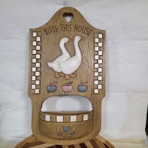 Vintage Plaque Wall Hanging Home Interior / HOMCO Bless This House Grannycore